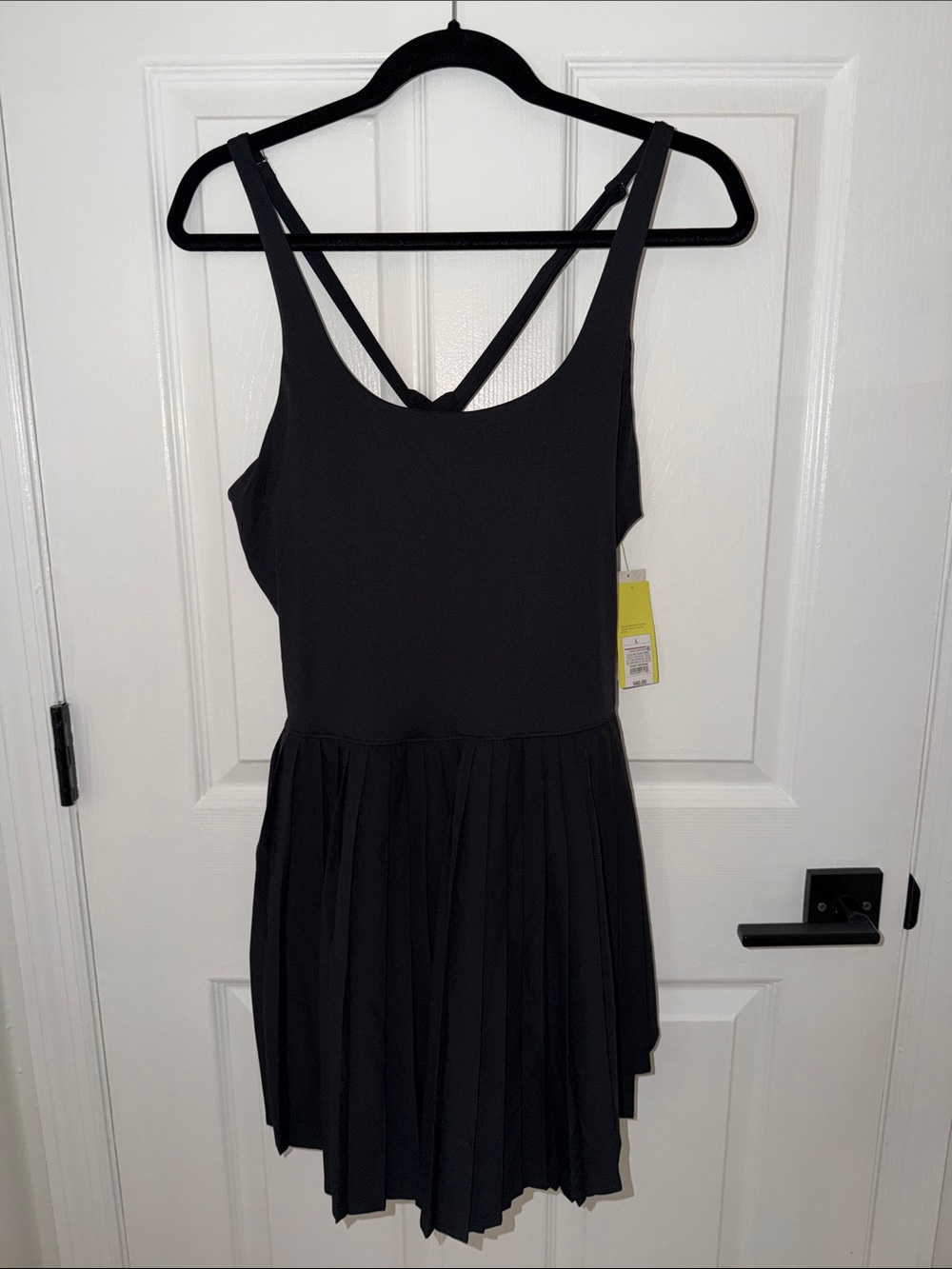 a new day Black Pleated Skater Dress with Cross-Back Straps